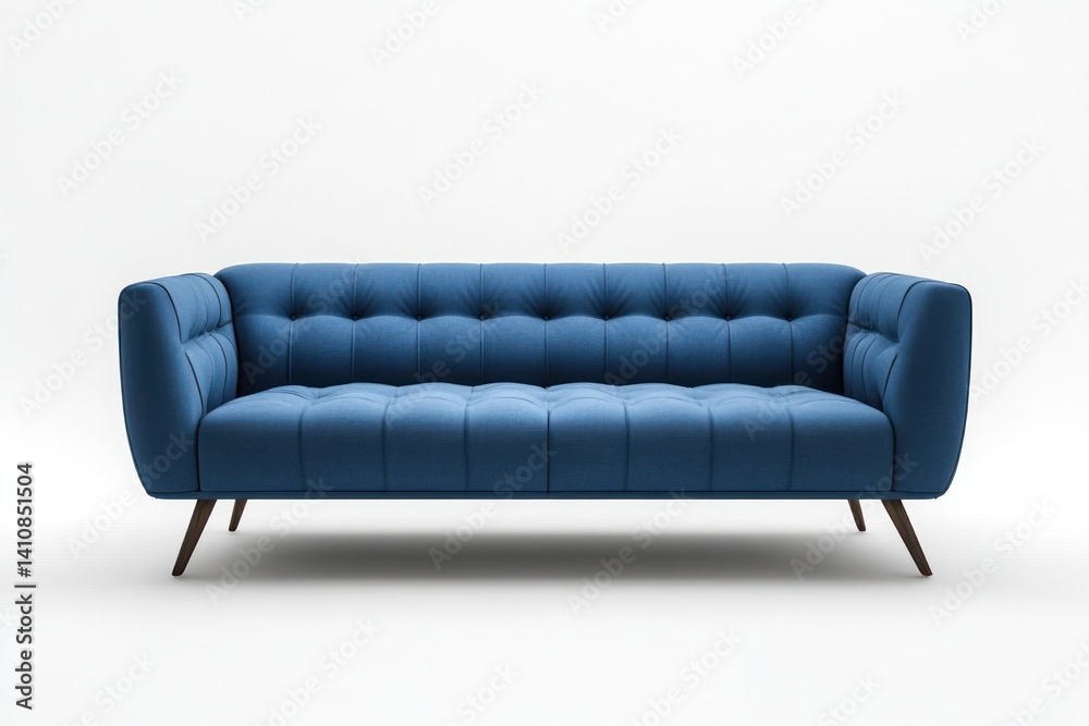 A modern textile sofa in minimalist design, placed on an isolated white background, creating an ideal setting for contemporary interiors