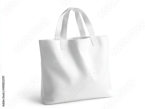 Obraz na płótnie A pristine white tote bag, isolated on a bright white background, showcasing its simple design and spacious interior w salonie