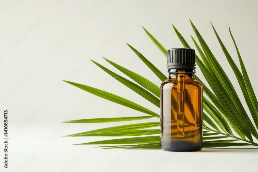 A saw palmetto oil bottle, isolated on a white background, designed to capture the clean and professional essence of health products.