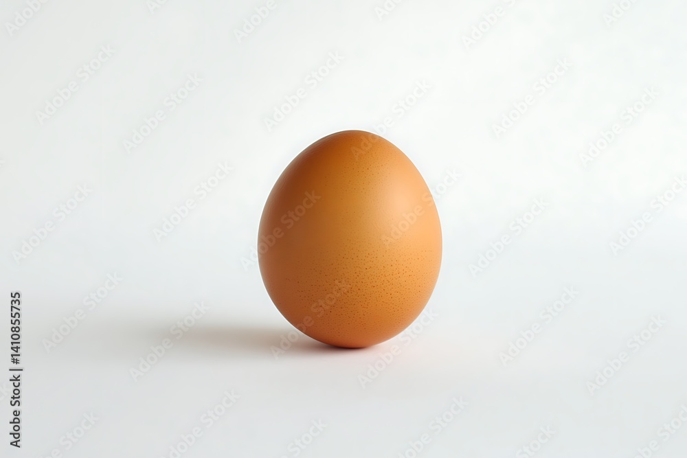 A single brown egg on a pristine white background, captured for minimalist food styling