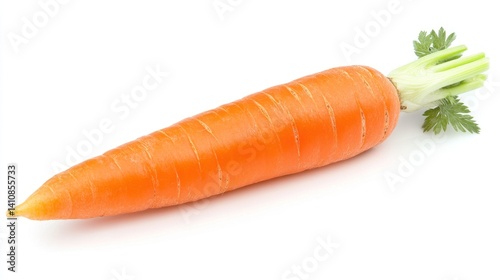 Obraz na płótnie A single carrot, isolated on a white background, showcasing its vibrant orange color and fresh texture w salonie