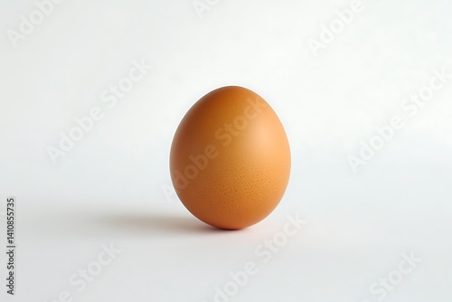 Obraz na płótnie A single brown egg on a pristine white background, captured for minimalist food styling w salonie