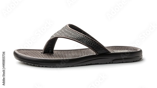 Obraz na płótnie A single flip-flop, isolated on a white background, perfect for showcasing casual summer footwear. w salonie