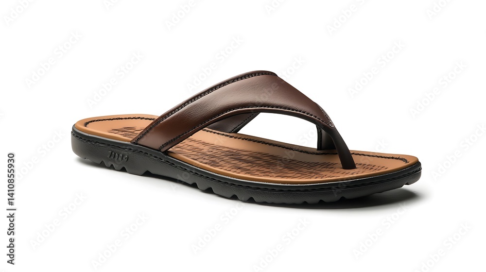 A single flip-flop, isolated on a white background, perfect for showcasing casual summer footwear.