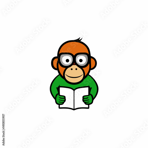 orangutan with glasses and a book