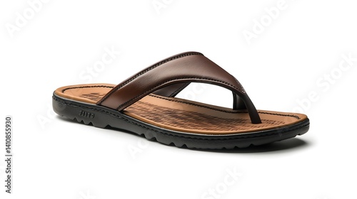 Obraz na płótnie A single flip-flop, isolated on a white background, perfect for showcasing casual summer footwear. w salonie