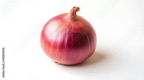 Obraz na płótnie A single onion, isolated with soft lighting, presenting a natural, professional food photography look on a white background w salonie