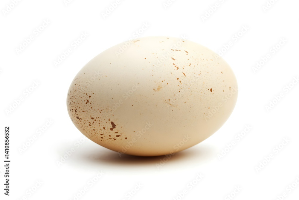 A single white egg, isolated on a white background, perfect for simple yet elegant food photography