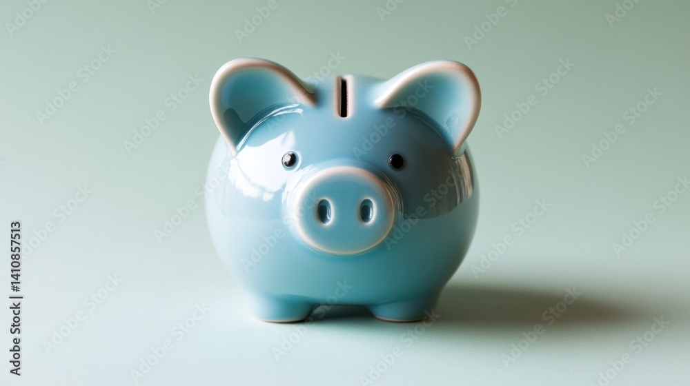 A light blue piggy bank on a soft background symbolizing savings and financial planning