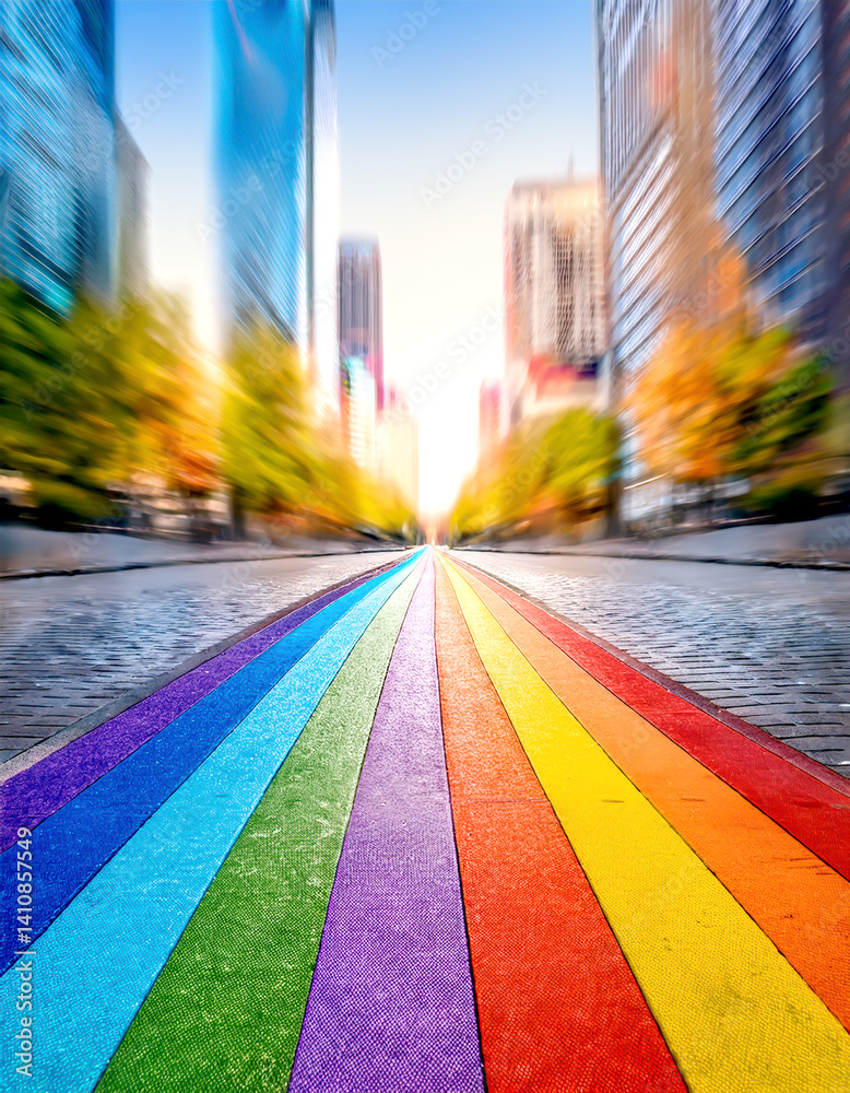 Obraz premium Strasse mit Regenbogenfarben bemalt 