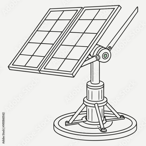 Isometric Solar Tracking System Vector for Sustainable Energy Designs