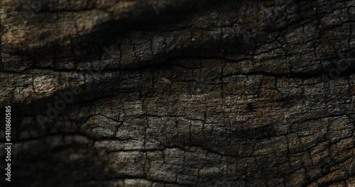 Dark Cracked Tree Bark with Shadows and Texture