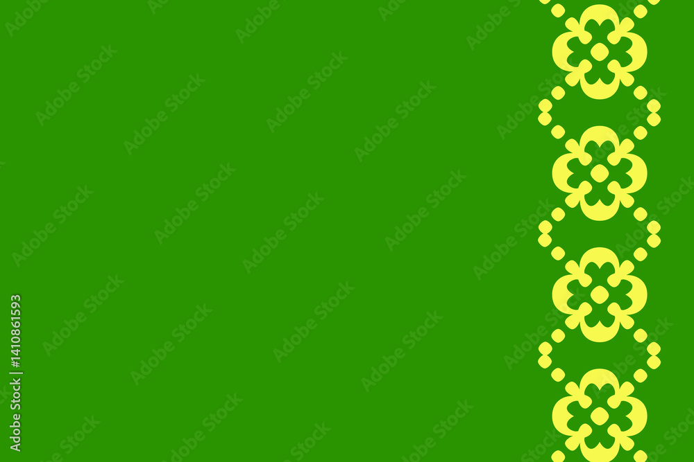Vibrant green background with intricate yellow floral patterns in a decorative design Vibrant green background with intricate yellow floral patterns in a decorative design