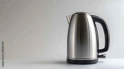 Obraz na płótnie A sleek stainless steel electric kettle, isolated on a white background to showcase its polished finish w salonie