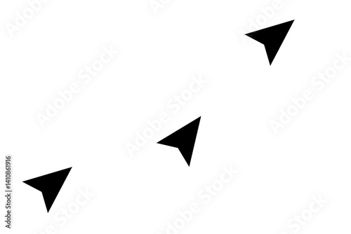 Obraz na płótnie Illustration of three black arrows pointing upwards set against a white background, emphasizing directionality and movement in design w salonie