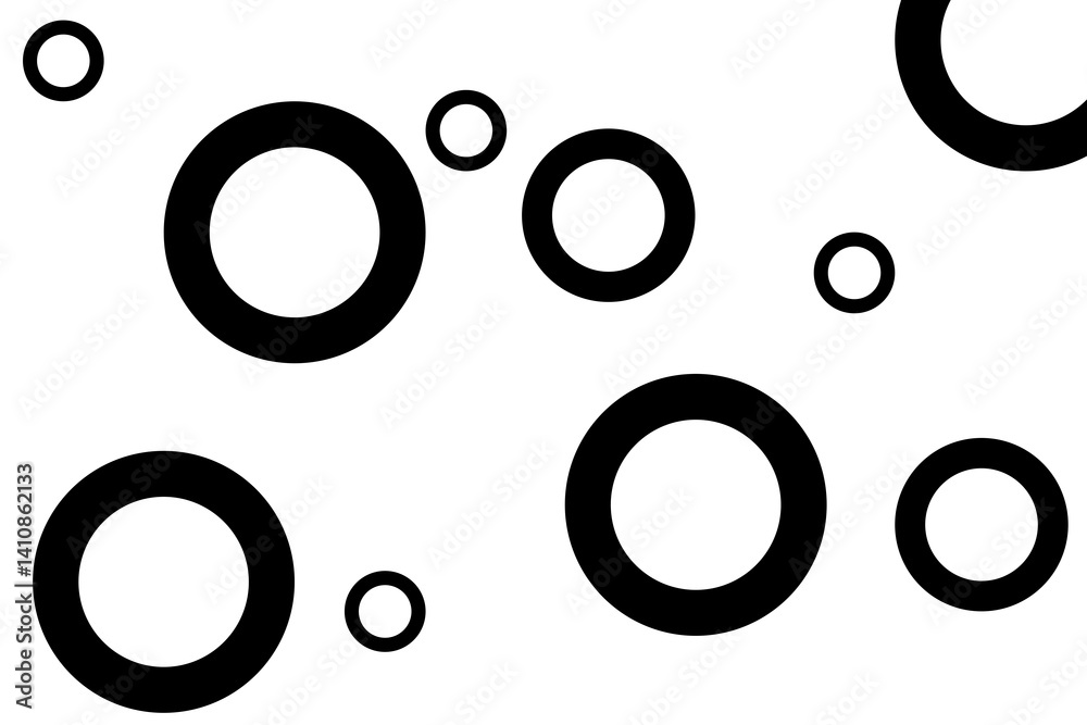 Circles of various sizes on a white background create an interesting visual pattern for design and art projects Circles of various sizes on a white background create an interesting visual pattern for design and art projects