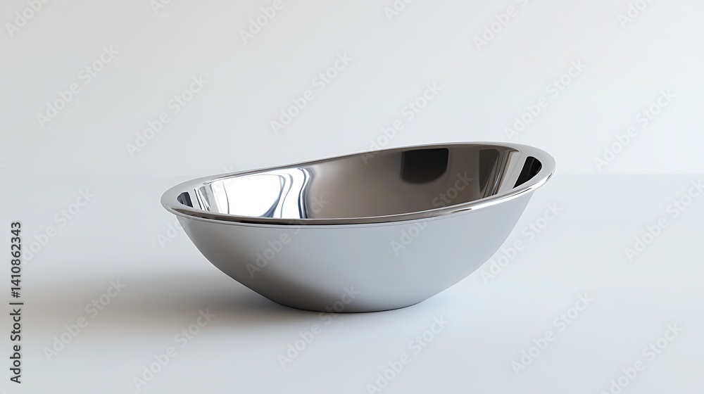A stainless steel bedpan, isolated on a plain white background, showcasing its functional yet minimalist design