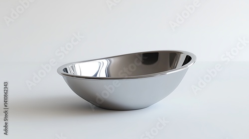Obraz na płótnie A stainless steel bedpan, isolated on a plain white background, showcasing its functional yet minimalist design w salonie