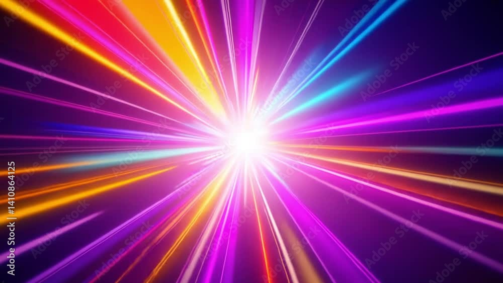 Abstract background with colorful light rays emanating from a central bright point Abstract background with colorful light rays emanating from a central bright point