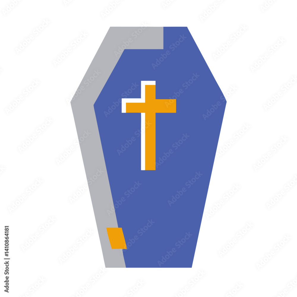 coffin with cross in modern flat design on white background coffin with cross in modern flat design on white background