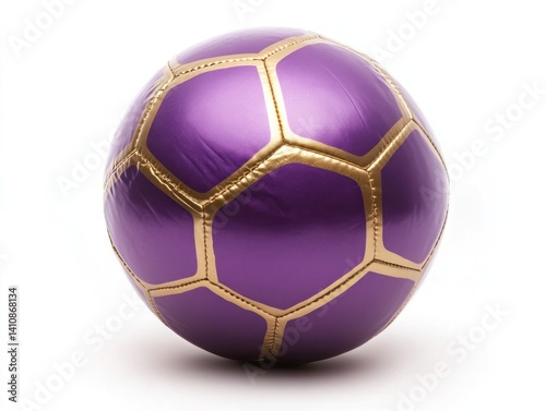 Obraz na płótnie Purple and gold soccer football ball, isolated against a pristine white background w salonie