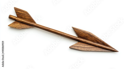 Obraz na płótnie Wooden arrow with a polished finish, isolated on a bright white background w salonie