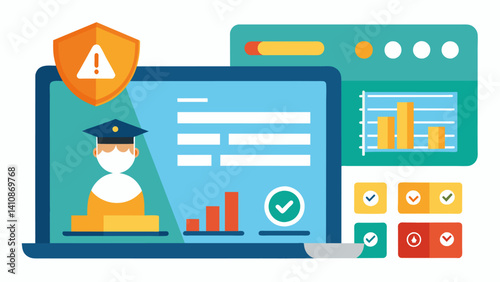 A versatile dashboard that enables parents and guardians to access their childs academic progress and receive alerts for any areas of concern.. Vector illustration