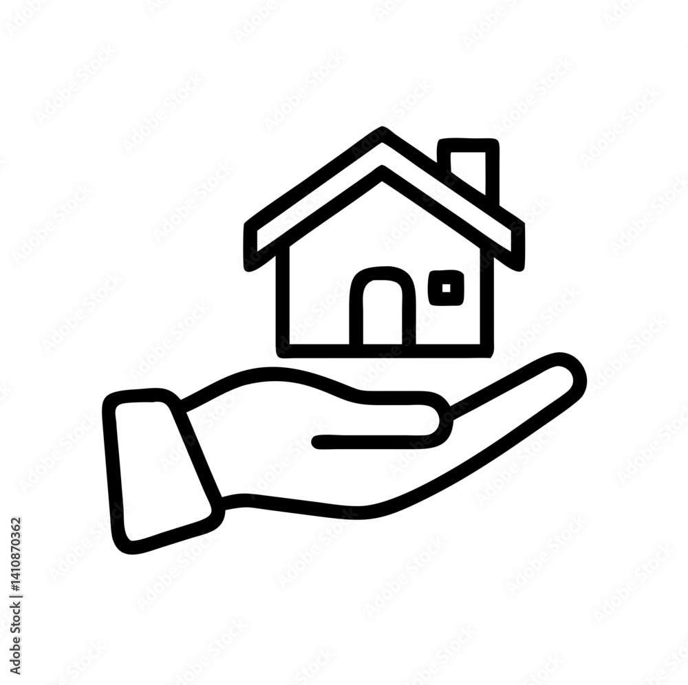 Hand Holding Toy House Symbolizing Real Estate Investment , icon, vector Hand Holding Toy House Symbolizing Real Estate Investment , icon, vector