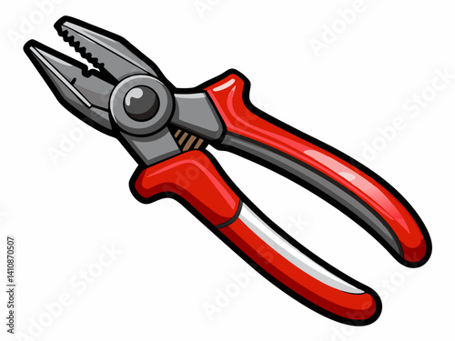 A sharp wire cutter tool vector with red insulated handles and short cutting blades, isolated on a white background.