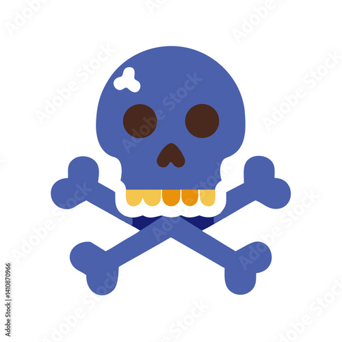 Cartoon skull and crossbones icon in playful style  