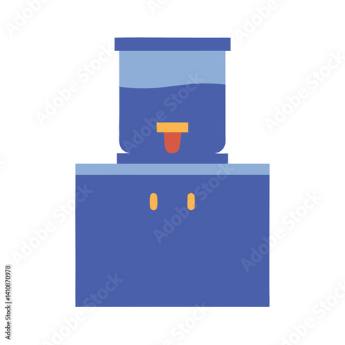 Water dispenser with filled tank in modern flat style  