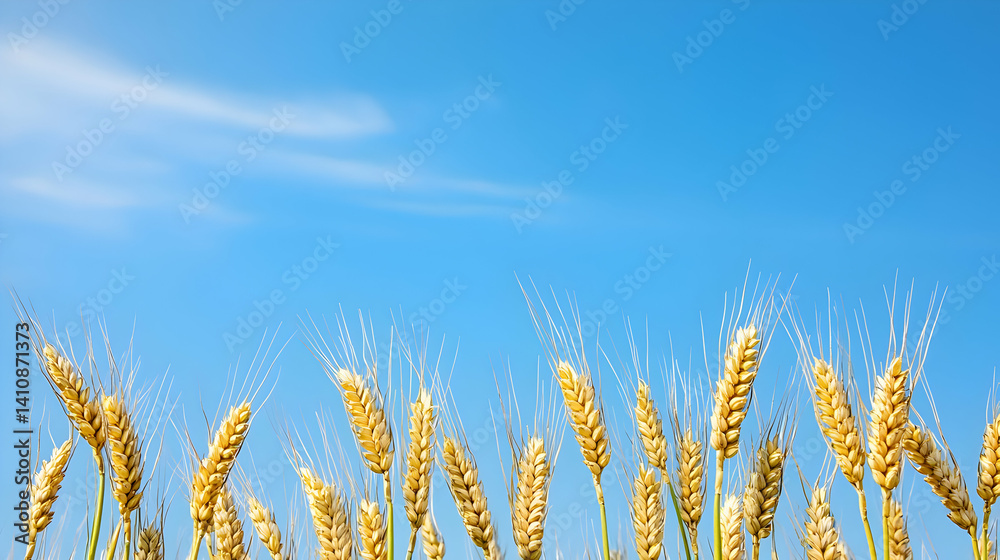 Golden Wheat Field Under Clear Blue Sky Golden Wheat Field Under Clear Blue Sky