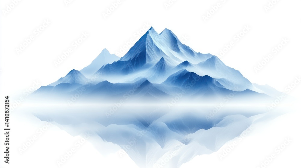 Fototapeta premium Ethereal Mountain Peaks Emerging from Misty Clouds Abstract Landscape Artwork for Nature and S