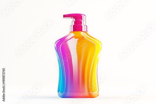 Obraz na płótnie A vibrant 3D-rendered face wash bottle, featuring bright colors and set against a clean white background w salonie