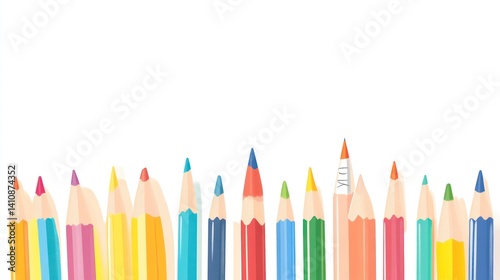 Colorful Pencils in a Row A Vibrant Collection for Creativity and Education