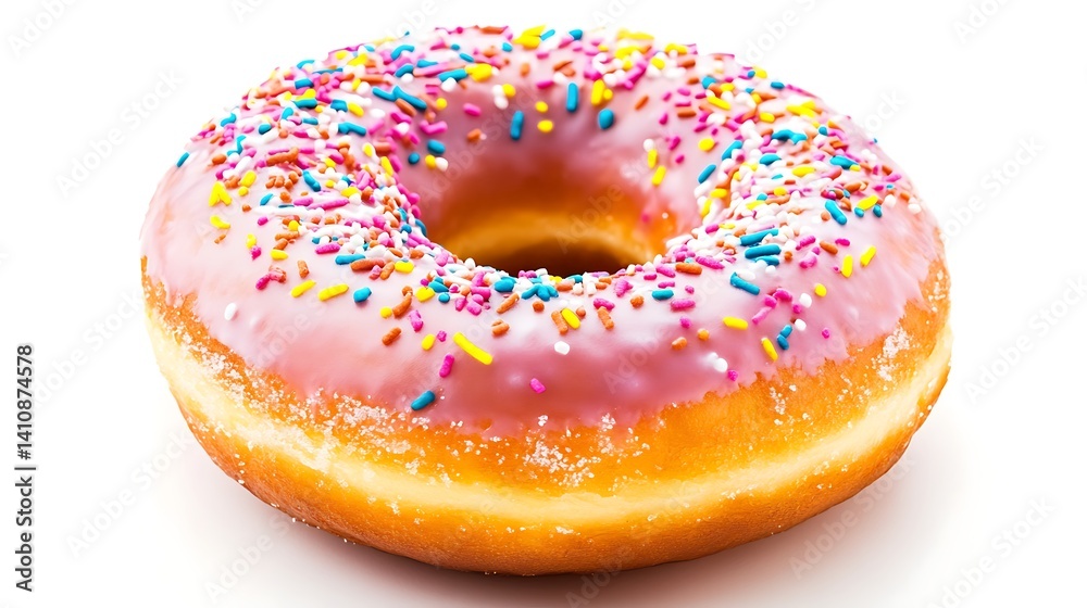 Another professional shot of a donut, isolated on a white background, perfect for dessert photography