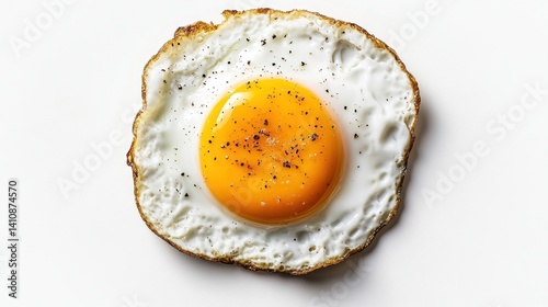 Obraz na płótnie Another shot of a fried egg from a top view, isolated on a clean white background for a beautiful food photography piece w salonie
