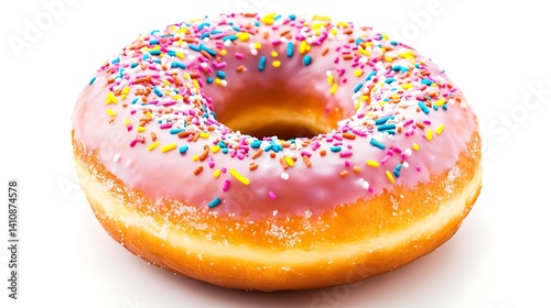 Obraz na płótnie Another professional shot of a donut, isolated on a white background, perfect for dessert photography w salonie
