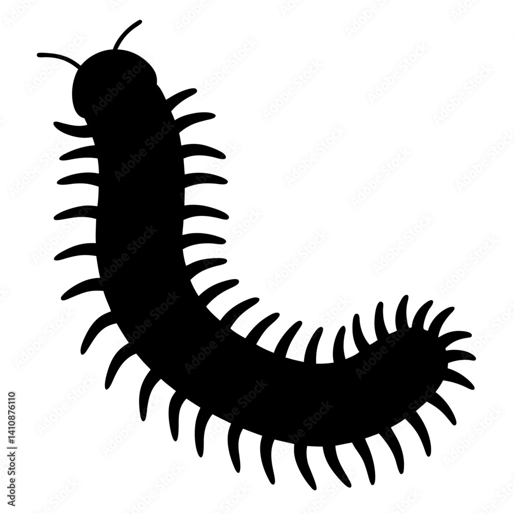 Obraz premium centipede black silhouette icon - perfect for designs about jungle animals centipede nature, wildlife, rainforest, vector art