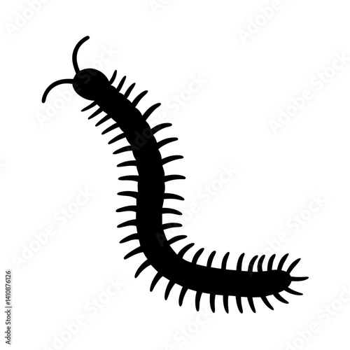 centipede black silhouette icon - perfect for designs about jungle animals centipede nature, wildlife, rainforest, vector art