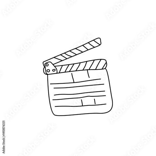 Vector outline clapperboard drawing.