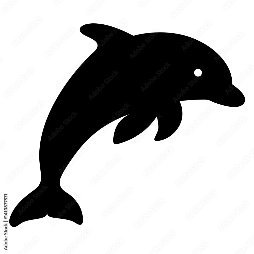 Naklejka premium dolphin black silhouette icon - perfect for designs about jungle animals dolphin nature, wildlife, rainforest, vector art