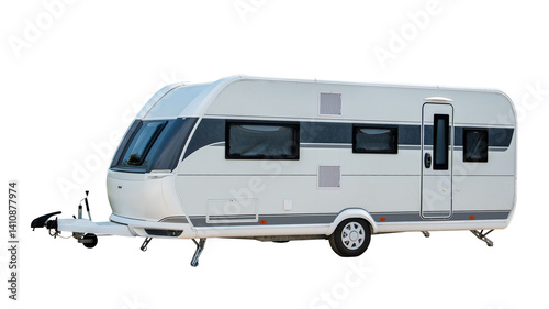 parked caravan, isolated on white background