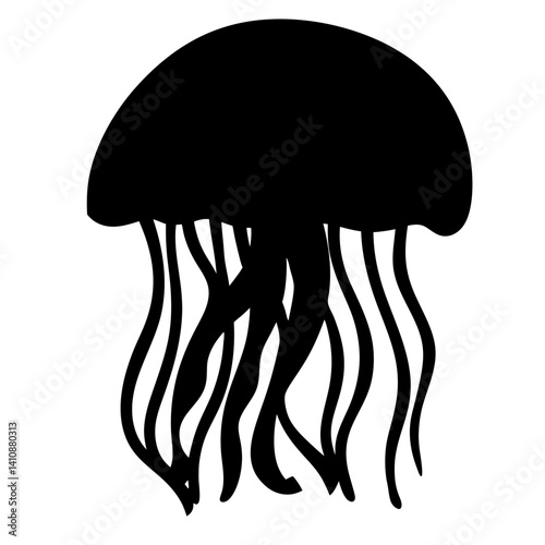 jellyfish black silhouette icon - perfect for designs about jungle animals jellyfish nature, wildlife, rainforest, vector art