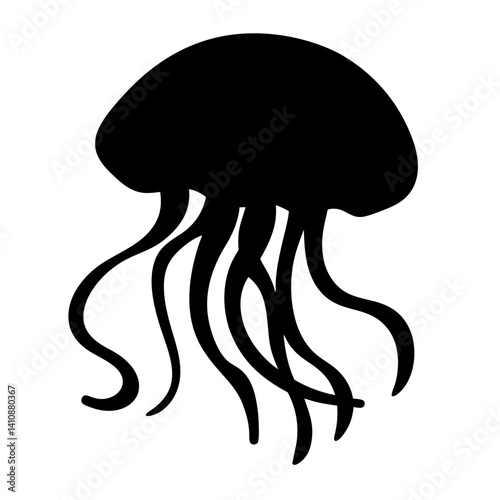 jellyfish black silhouette icon - perfect for designs about jungle animals jellyfish nature, wildlife, rainforest, vector art