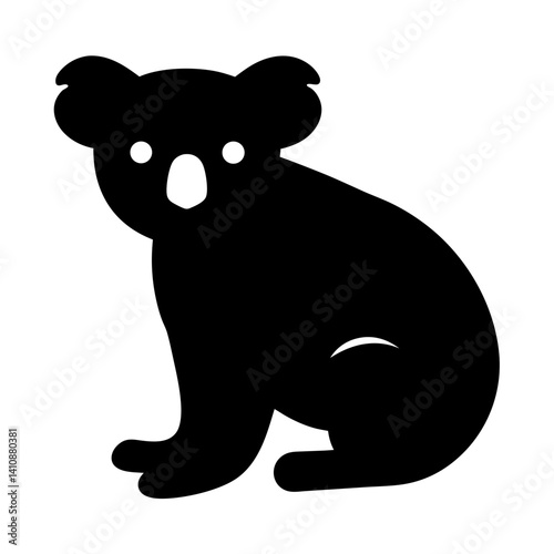 koala black silhouette icon - perfect for designs about jungle animals koala, nature, wildlife, rainforest, vector art