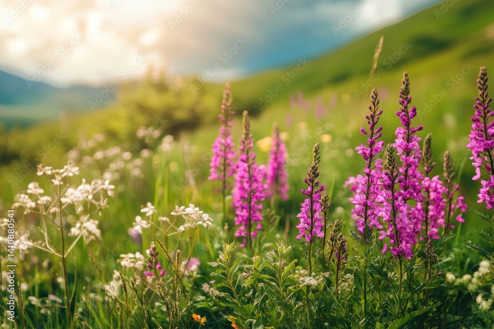 Naklejka premium Colorful wildflowers in a meadow