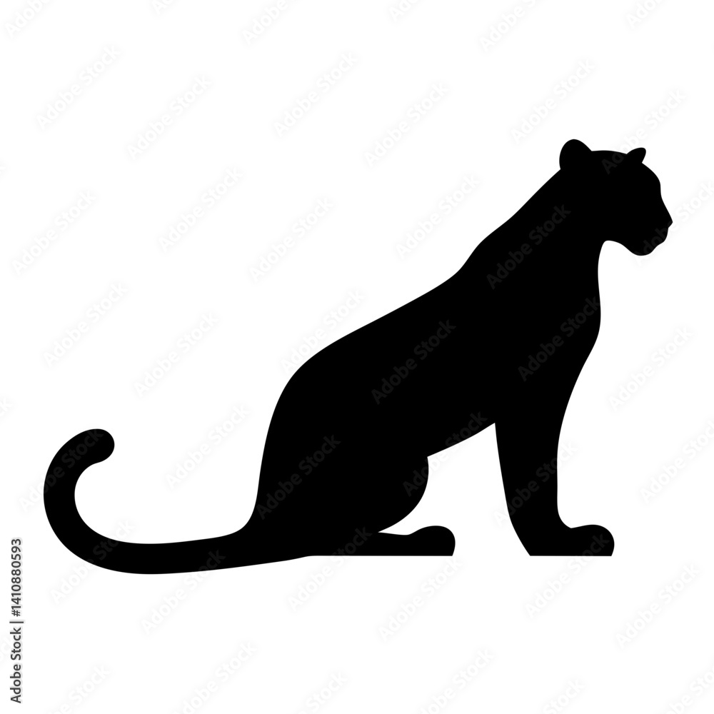 Obraz premium leopard black silhouette icon - perfect for designs about jungle animals leopard nature, wildlife, rainforest, vector art