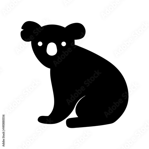 koala black silhouette icon - perfect for designs about jungle animals koala nature, wildlife, rainforest, vector art