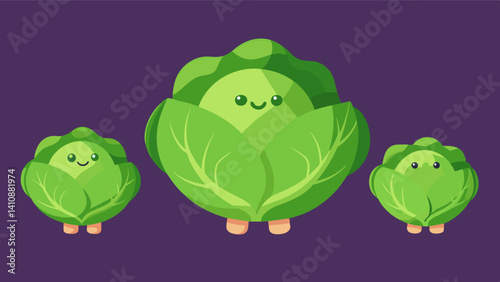 The cabbage heads were all small and sp not even reaching half their usual size a clear sign of malnutrition.. Vector illustration
